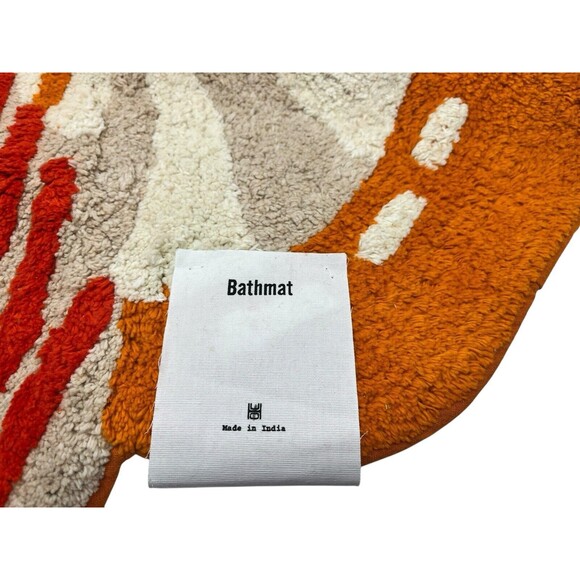 Urban Outfitters Mushroom Tufted Shag Bath Mat Boho Rug Orange Red Cotton NEW - Picture 5 of 15